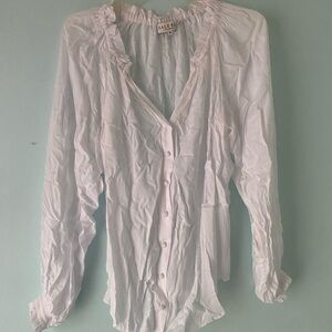 Hale Bob Pink Ruffled Puff Sleeve Top